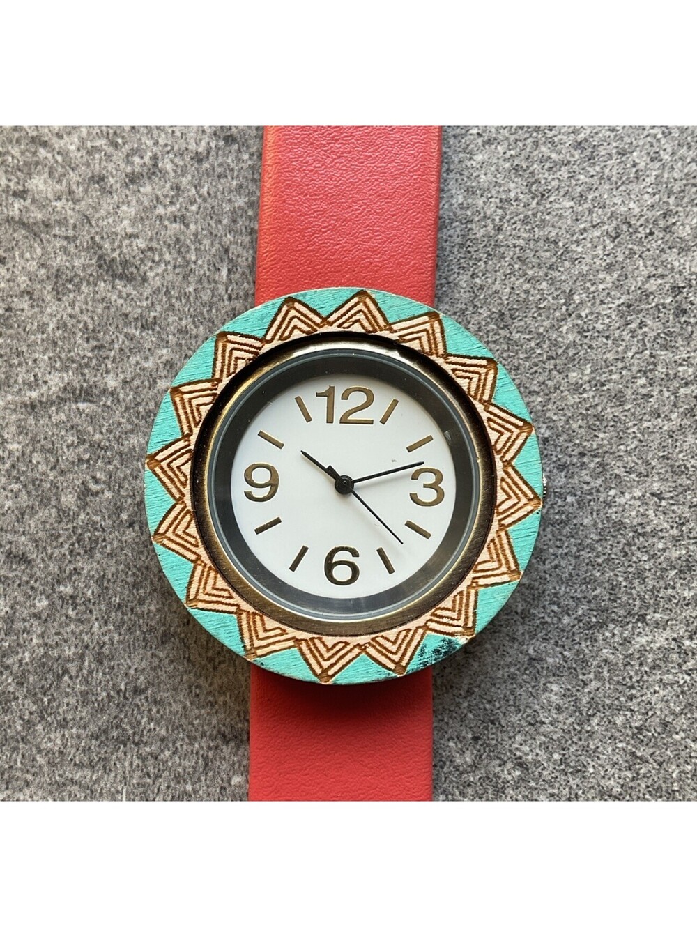 Beautiful Swap Womens Watch 42mm Case With Engraved Wood Bezel JW03 A14